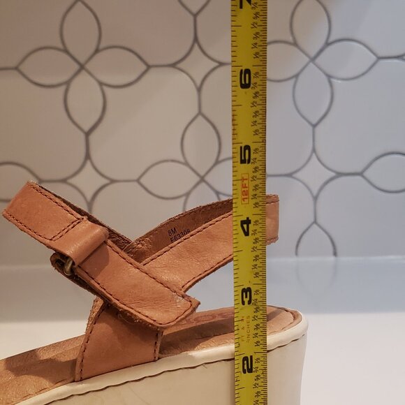 Born Tan Leather Cushioned Sandals with Velcro Strap - Picture 14 of 16